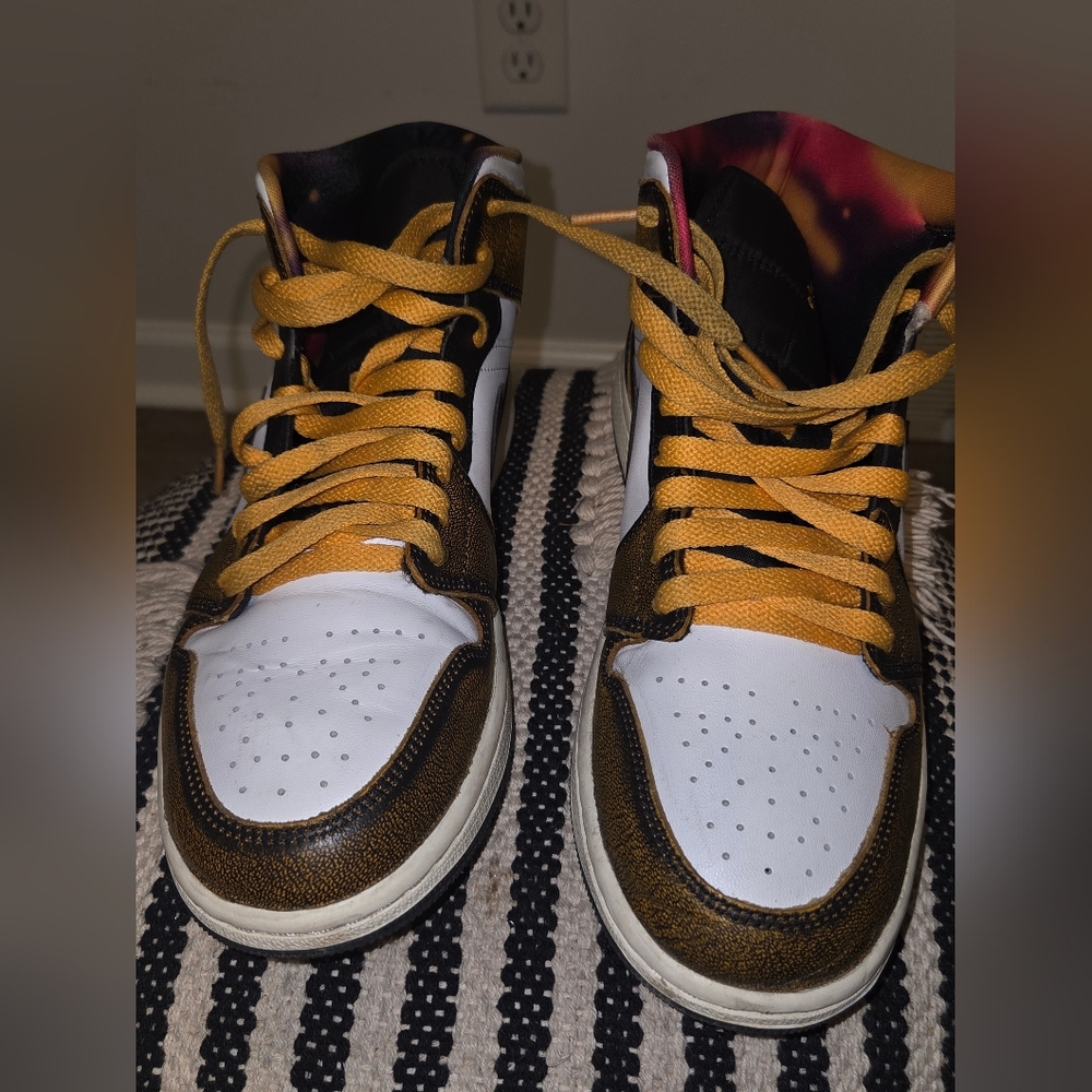 Jordan 1s Mid Black & Gold Sneakers